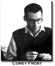 black and white photo of Frost looking down