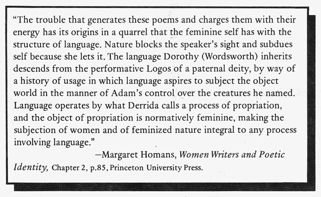 Quote from Margaret Homans, Women Writers and Poetic Identity 