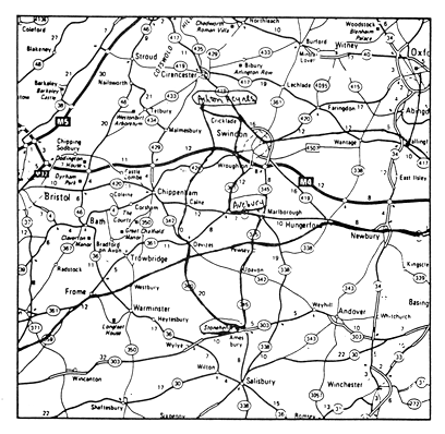 Map of Wiltshire, UK